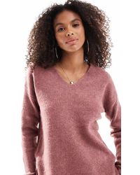 ONLY - Maglione Extra Largo Scuro Con Scollo A V - Lyst
