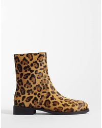 ASOS - Alma Hair On Real Leather Smart Flat Ankle Boots - Lyst