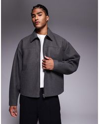 ASOS - Boxy Wool Look Harrington Jacket - Lyst