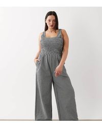 Brave Soul - Brave Soul Curve Scoop Neck Gingham Jumpsuit - Lyst