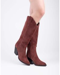 OFF THE HOOK - Austin Suede Pointed-Toe Knee-High Western Boots - Lyst