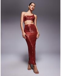 ASOS - All Over Sequin One Shoulder Faux-Ord Midi Dress - Lyst