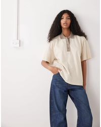 Monki - Polo style rugby rayé coupe carrée à manches courtes - citron - Lyst