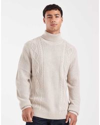 JJ Rebel - Cable Roll Neck Sweater - Lyst