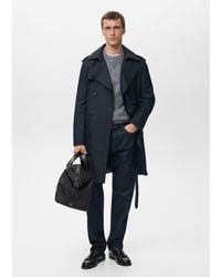 Mango - Cotton Mix Belted Trench Coat - Lyst