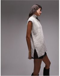 TOPSHOP - Knitted Long Line Fluffy Tank - Lyst