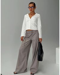 Princess Polly - Just Have Fun Tie Waist Detail Tailored Wide Leg Trousers - Lyst