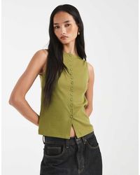 New Look - Boat Neck Button Through Tank Top - Lyst