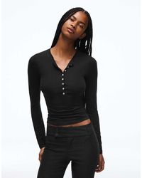 Bershka - Henley Long-sleeve T-shirt - Lyst