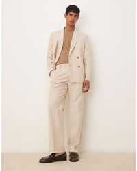 ASOS - Linen Straight Leg Suit Trousers - Lyst