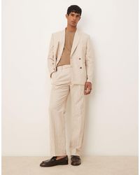 ASOS - Linen Straight Leg Suit Trousers - Lyst