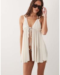 Miss Selfridge - Beach Tie Front Halterneck Mini Cover Up - Lyst