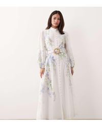 Forever New - Cotton Balloon Sleeve Button Through Belt Detail Midi Dress - Lyst