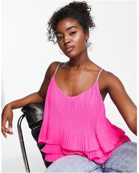 New Look - Plisse Frill Strappy Cami - Lyst