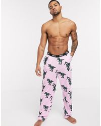 ASOS Lounge Pyjama Bottom With Novelty Dinosaur Print - Pink