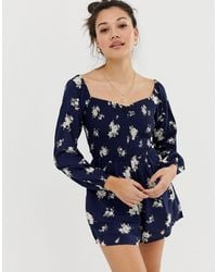 hollister floral jumpsuit