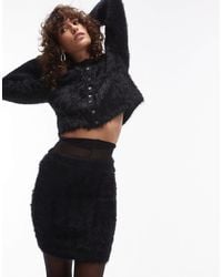 TOPSHOP - Knitted Fluffy Mini Skirt Co-ord - Lyst