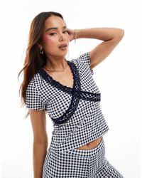 ASOS - V Neck Cap Sleeve Top Co-Ord With Lace Trim - Lyst
