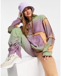 Jaded London Oversized Patchwork Lightweight Knitted Hoodie Co-ord - Multicolour