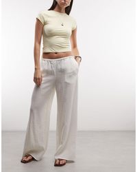 Weekday - Pull On Wide Leg Crinkle Trousers - Lyst