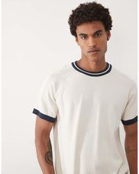 ASOS - Relaxed Knitted T-shirt With Navy Tipping - Lyst
