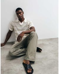 ASOS - Relaxed Short Sleeve Knitted Textured Stripe Polo - Lyst