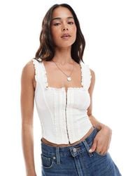 Miss Selfridge - Top Stile Corsetto Con Gancetti Color Crema - Lyst