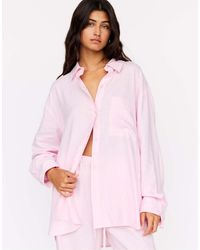 Pull&Bear - Oversized Overhemd Van Linnenmix - Lyst