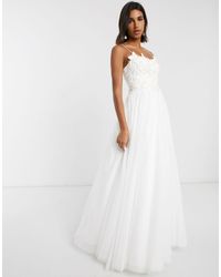 ASOS Wedding Dress With 3d Embroidered Bodice-white
