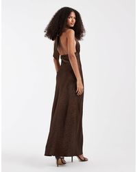 Pieces - Halterneck Satin Shimmer Maxi Dress - Lyst
