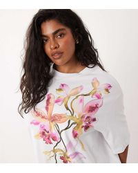 ASOS - Asos Design Curve Oversized T-shirt With Watercolour Flower Graphic - Lyst