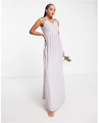 TFNC London - Wrap Front Chiffon Maxi Dress With Embellished Shoulder Detail - Lyst