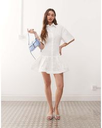 Amy Lynn - Smocked Shirt Mini Dress With Shirred Bodice - Lyst