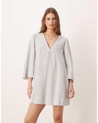 Free People - Goldie V Neck Smock Mini Dress - Lyst