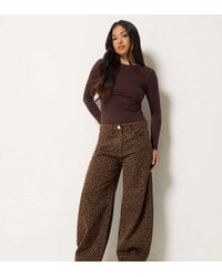 PixieGirl - Petite Animal Print Wide Leg Jeans - Lyst