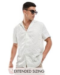 ASOS - Short Sleeve Relaxed Fit Deep Revere Collar Satin Shirt - Lyst