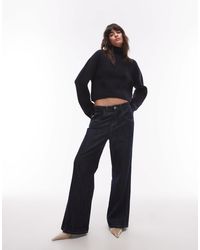 & Other Stories - Wool Knitted Rib Funnel Neck Sweater With Split Back Neck And Volume Sleeves - Lyst