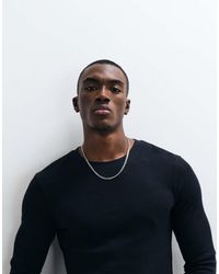 Collusion - Camiseta Negra De Manga Larga De Tejido Texturizado Gofrado - Lyst