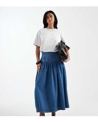 Only Petite - Dropped Waist Denim Maxi Skirt - Lyst