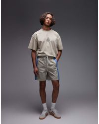 Parlez - Pantalones Cortos Beis Holgados Con Panel Azul En Contraste Copa De - Lyst