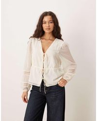 Abercrombie & Fitch - Tie Front Long Sleeve Blouse - Lyst