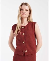 ONLY - Rib Knit Vest Co-ord With Gold Button Detail - Lyst