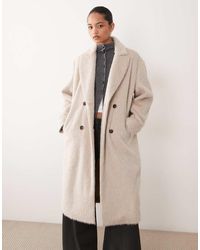 Brave Soul - Faux Wool Oversize Double Breasted Overcoat - Lyst
