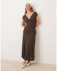 ASOS - Textured Mesh Sleeveless Deep V Ruched Waist Maxi Dress - Lyst