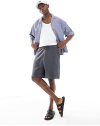 ASOS - Pantaloncini Basic Oversize Di Media Lunghezza Color Antracite - Lyst