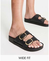 London Rebel - Double Buckle Footbed Sandals - Lyst