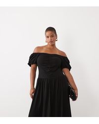 ASOS - Asos Design Curve Ruched Front Midi Tea Dress - Lyst