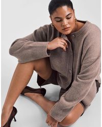 ASOS - Asos Design Curve Boxy Crew Neck Cardigan With Side Split Detail - Lyst