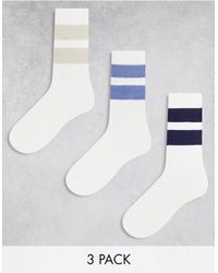 ASOS - Confezione da 3 paia di calzini a righe di vari colori - Lyst