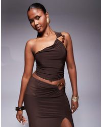 ASOS - Slinky One-shoulder Top With Large Trim Detail - Lyst